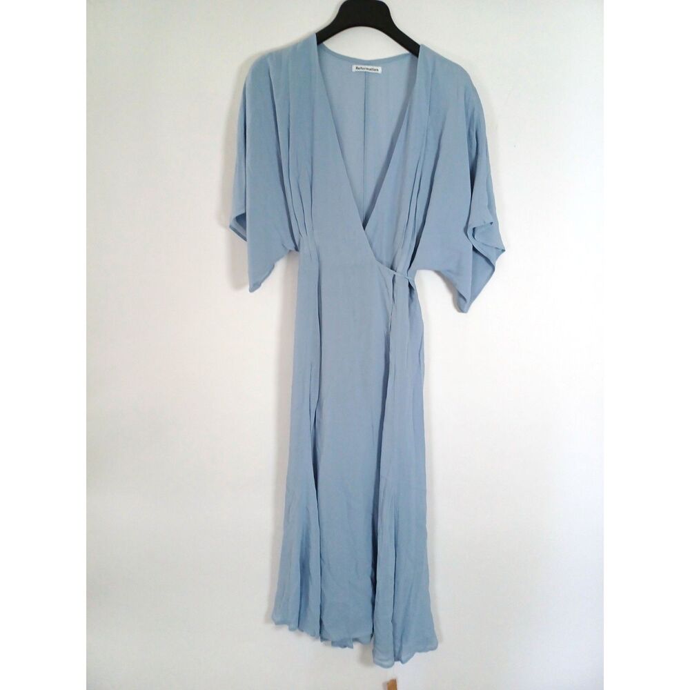 Reformation Karen Midi Dress Large Wrap Kimono Sleeve Wedding Bridesmaid Cottage